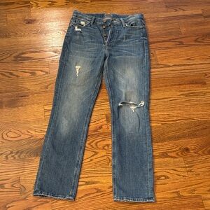 MOTHER Blue Straight Leg Jeans